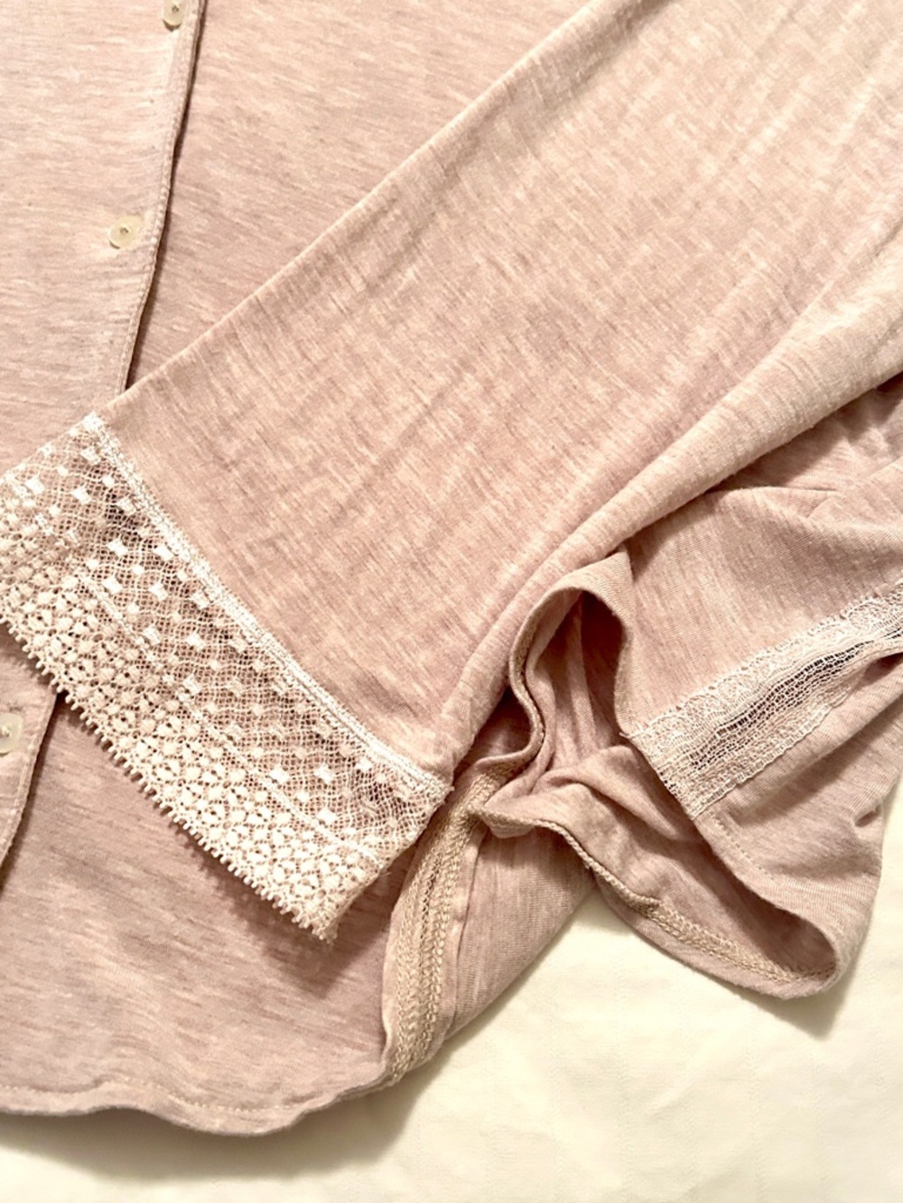 Victoria’s Secret Beige Lace‑Trim Pajama Set | Button Top & Pants | Size XL - Picture 5 of 12